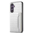 For Samsung Galaxy S24+ 5G Crocodile Texture Card Bag Design Full Coverage Phone Case(White) - 1