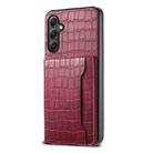 For Samsung Galaxy A24 5G Crocodile Texture Card Bag Design Full Coverage Phone Case(Red) - 1