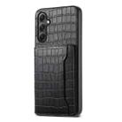For Samsung Galaxy A34 5G Crocodile Texture Card Bag Design Full Coverage Phone Case(Black) - 1