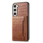 For Samsung Galaxy S23+ 5G Crocodile Texture Card Bag Design Full Coverage Phone Case(Brown) - 1