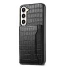 For Samsung Galaxy S23+ 5G Crocodile Texture Card Bag Design Full Coverage Phone Case(Black) - 1