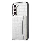 For Samsung Galaxy S23+ 5G Crocodile Texture Card Bag Design Full Coverage Phone Case(White) - 1