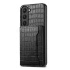 For Samsung Galaxy S23 5G Crocodile Texture Card Bag Design Full Coverage Phone Case(Black) - 1