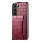 For Samsung Galaxy S23 5G Crocodile Texture Card Bag Design Full Coverage Phone Case(Red) - 1