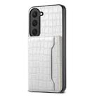 For Samsung Galaxy S23 5G Crocodile Texture Card Bag Design Full Coverage Phone Case(White) - 1