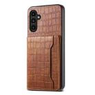 For Samsung Galaxy A13 5G Crocodile Texture Card Bag Design Full Coverage Phone Case(Brown) - 1