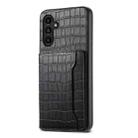 For Samsung Galaxy A13 5G Crocodile Texture Card Bag Design Full Coverage Phone Case(Black) - 1