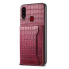 For Samsung Galaxy A20s Crocodile Texture Card Bag Design Full Coverage Phone Case(Red) - 1
