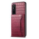 For Sony Xperia 1 V Crocodile Texture Card Bag Design Full Coverage Phone Case(Red) - 1