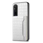 For Sony Xperia 1 V Crocodile Texture Card Bag Design Full Coverage Phone Case(White) - 1