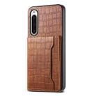 For Sony Xperia 10 V Crocodile Texture Card Bag Design Full Coverage Phone Case(Brown) - 1