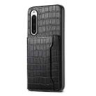 For Sony Xperia 10 V Crocodile Texture Card Bag Design Full Coverage Phone Case(Black) - 1