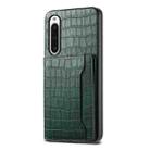 For Sony Xperia 10 V Crocodile Texture Card Bag Design Full Coverage Phone Case(Green) - 1