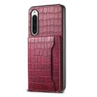 For Sony Xperia 10 V Crocodile Texture Card Bag Design Full Coverage Phone Case(Red) - 1