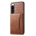 For Sony Xperia 5 IV Crocodile Texture Card Bag Design Full Coverage Phone Case(Brown) - 1