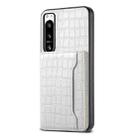 For Sony Xperia 5 IV Crocodile Texture Card Bag Design Full Coverage Phone Case(White) - 1