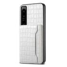 For Sony Xperia 1 IV Crocodile Texture Card Bag Design Full Coverage Phone Case(White) - 1