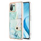 For Xiaomi Mi 11 Lite Marble Pattern IMD Card Slot Phone Case(Green) - 1