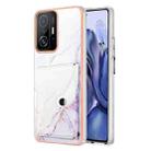 For Xiaomi 11T / 11T Pro Marble Pattern IMD Card Slot Phone Case(White Purple) - 1