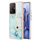 For Xiaomi 11T / 11T Pro Marble Pattern IMD Card Slot Phone Case(Green) - 1