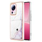 For Xiaomi 13 Lite 5G Marble Pattern IMD Card Slot Phone Case(White Purple) - 1