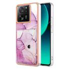 For Xiaomi 13T / 13T Pro Marble Pattern IMD Card Slot Phone Case(Pink Purple Gold) - 1