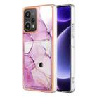 For Xiaomi Poco F5 5G / Redmi Note 12 Turbo Marble Pattern IMD Card Slot Phone Case(Pink Purple Gold) - 1