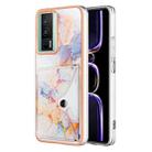 For Xiaomi Poco F5 Pro 5G / Redmi K60 Marble Pattern IMD Card Slot Phone Case(Galaxy Marble White) - 1