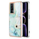 For Xiaomi Poco F5 Pro 5G / Redmi K60 Marble Pattern IMD Card Slot Phone Case(Green) - 1