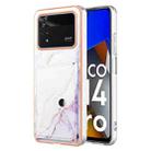 For Xiaomi Poco M4 Pro 4G Marble Pattern IMD Card Slot Phone Case(White Purple) - 1