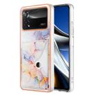 For Xiaomi Poco X4 Pro 5G Marble Pattern IMD Card Slot Phone Case(Galaxy Marble White) - 1