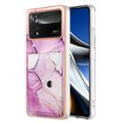 For Xiaomi Poco X4 Pro 5G Marble Pattern IMD Card Slot Phone Case(Pink Purple Gold) - 1