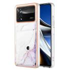 For Xiaomi Poco X4 Pro 5G Marble Pattern IMD Card Slot Phone Case(White Purple) - 1
