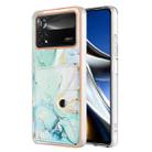 For Xiaomi Poco X4 Pro 5G Marble Pattern IMD Card Slot Phone Case(Green) - 1