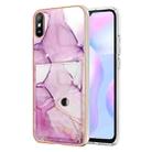 For Xiaomi Redmi 9A Marble Pattern IMD Card Slot Phone Case(Pink Purple Gold) - 1