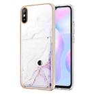 For Xiaomi Redmi 9A Marble Pattern IMD Card Slot Phone Case(White Purple) - 1