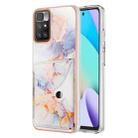 For Xiaomi Redmi 10 Marble Pattern IMD Card Slot Phone Case(Galaxy Marble White) - 1