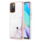 For Xiaomi Redmi 10 Marble Pattern IMD Card Slot Phone Case(White Purple) - 1