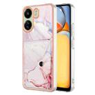 For Xiaomi Redmi 13C 4G Marble Pattern IMD Card Slot Phone Case(Rose Gold) - 1