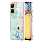 For Xiaomi Redmi 13C 4G Marble Pattern IMD Card Slot Phone Case(Green) - 1