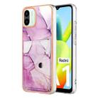 For Xiaomi Redmi A1 Marble Pattern IMD Card Slot Phone Case(Pink Purple Gold) - 1