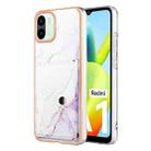 For Xiaomi Redmi A1 Marble Pattern IMD Card Slot Phone Case(White Purple) - 1