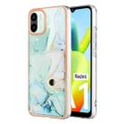 For Xiaomi Redmi A1 Marble Pattern IMD Card Slot Phone Case(Green) - 1