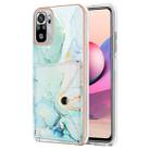 For Xiaomi Redmi Note 10s Marble Pattern IMD Card Slot Phone Case(Green) - 1