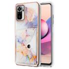 For Xiaomi Redmi Note 10 4G Marble Pattern IMD Card Slot Phone Case(Galaxy Marble White) - 1