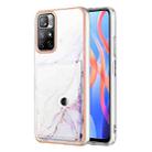 For Xiaomi Redmi Note 11 5G Marble Pattern IMD Card Slot Phone Case(White Purple) - 1