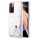 For Xiaomi Redmi Note 11 Pro / 11 Pro+ Marble Pattern IMD Card Slot Phone Case(White Purple) - 1