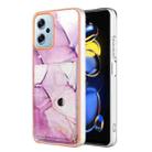 For Xiaomi Redmi Note 11T Pro Marble Pattern IMD Card Slot Phone Case(Pink Purple Gold) - 1