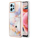 For Xiaomi Redmi Note 12 4G Marble Pattern IMD Card Slot Phone Case(Galaxy Marble White) - 1