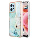 For Xiaomi Redmi Note 12 4G Marble Pattern IMD Card Slot Phone Case(Green) - 1